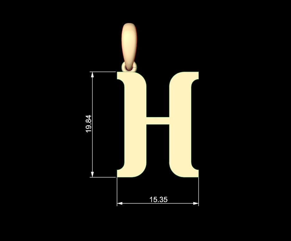 Initial Letters Pendant Quickjob H 3D print model_4