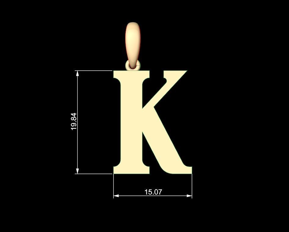 Initial Letters Pendant Quickjob K 3D print model_4