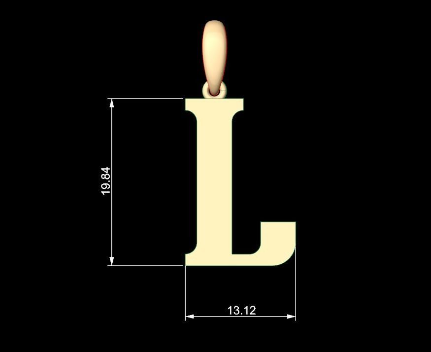 Initial Letters Pendant Quickjob L 3D print model_4