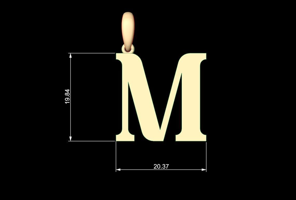Initial Letters Pendant Quickjob M 3D print model_4