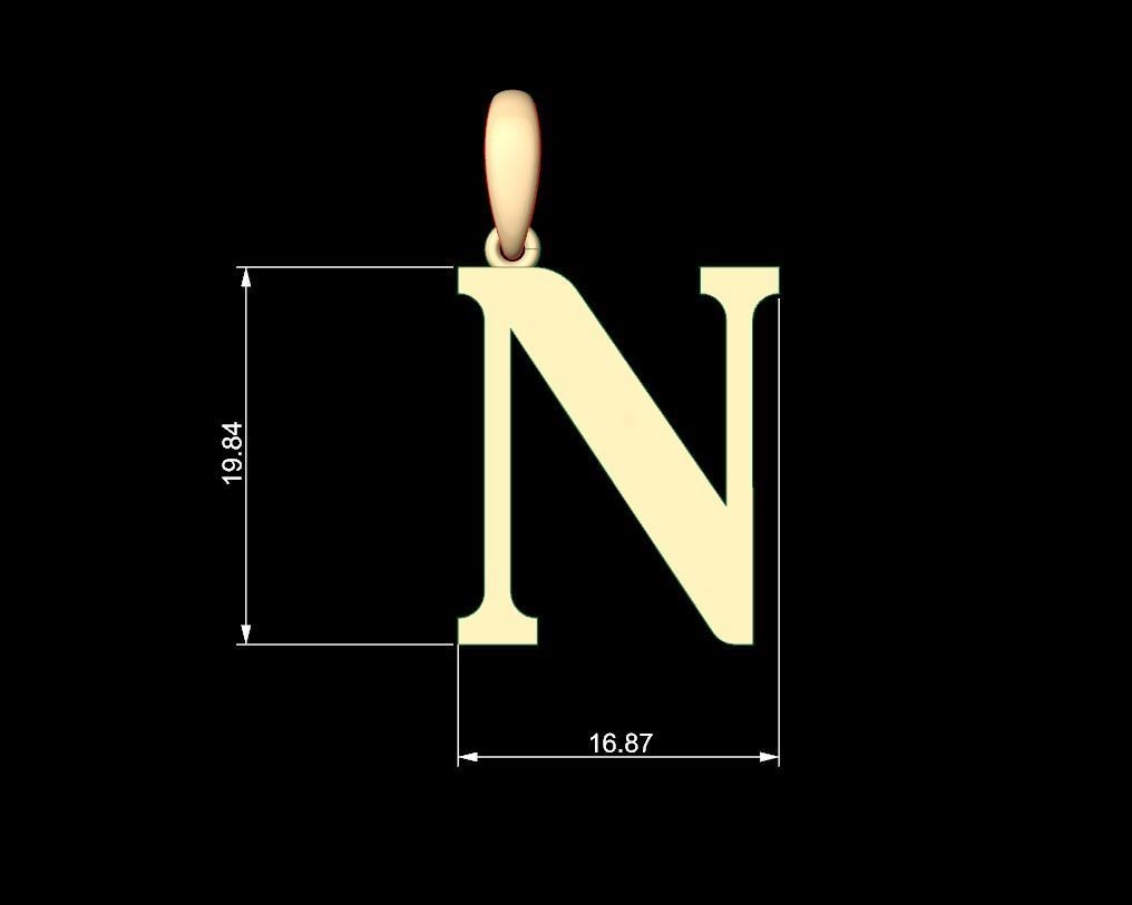 Initial Letters Pendant Quickjob N 3D print model_4