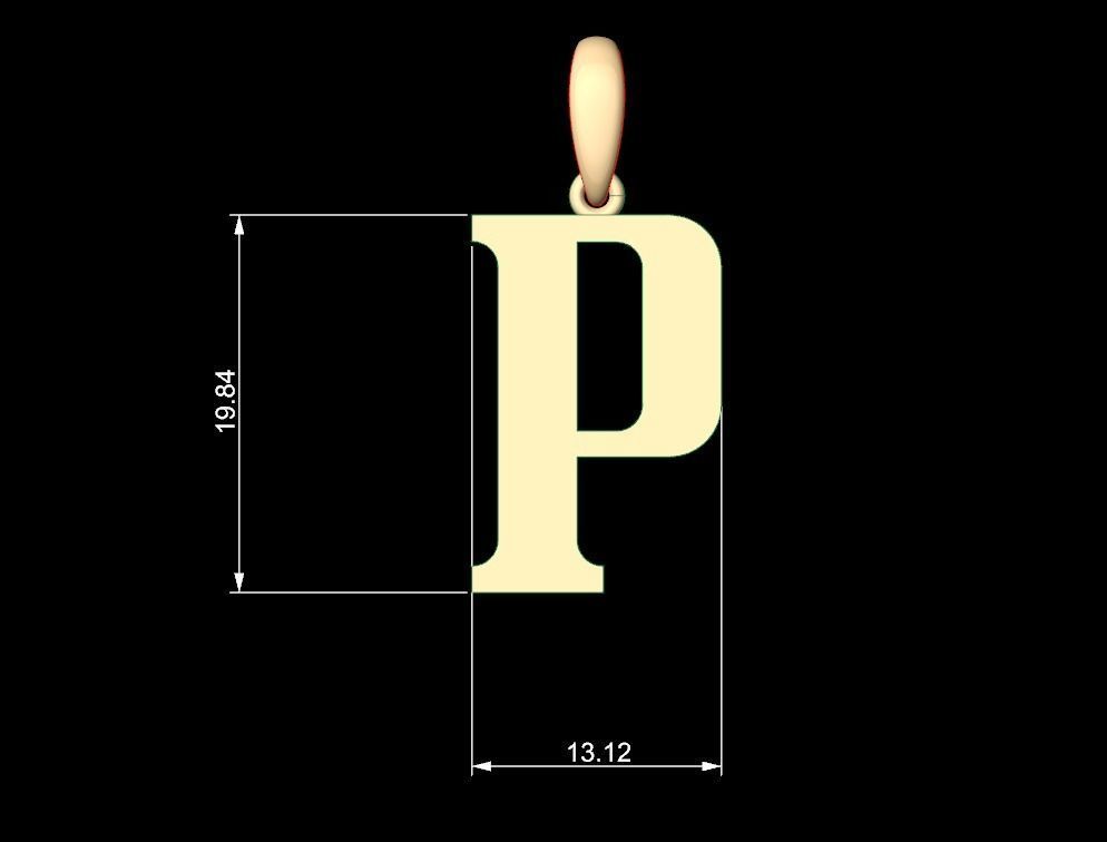 Initial Letters Pendant Quickjob P 3D print model_4