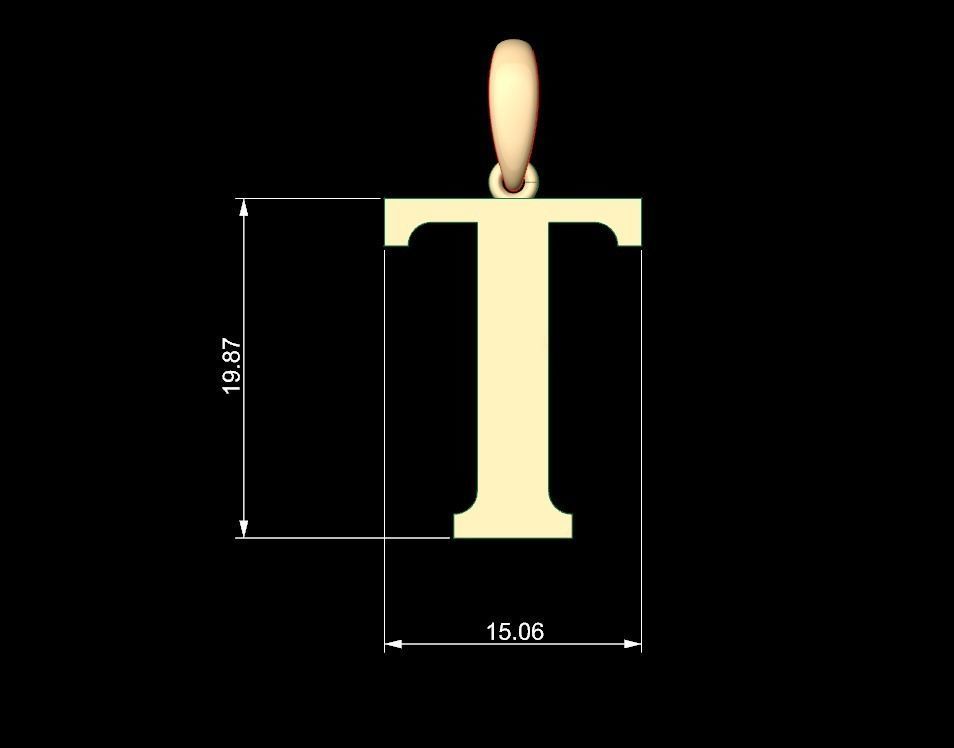 Initial Letters Pendant Quickjob T 3D print model_4