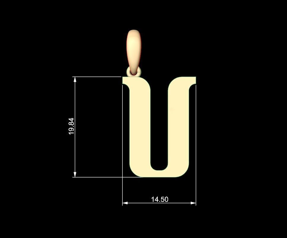 Initial Letters Pendant Quickjob U 3D print model_4