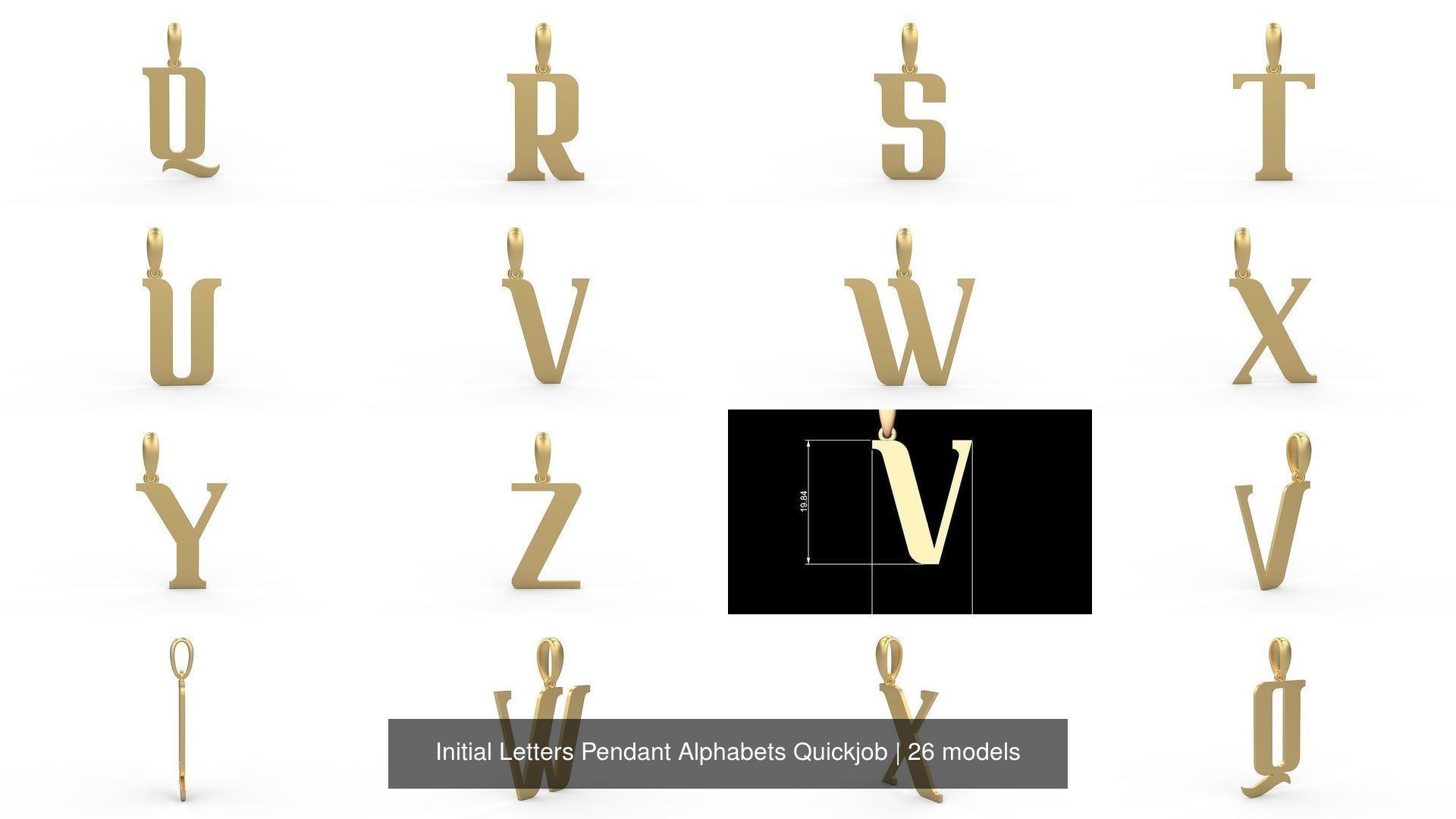 Initial Letters Pendant Alphabets Quickjob 3D Model Collection_2