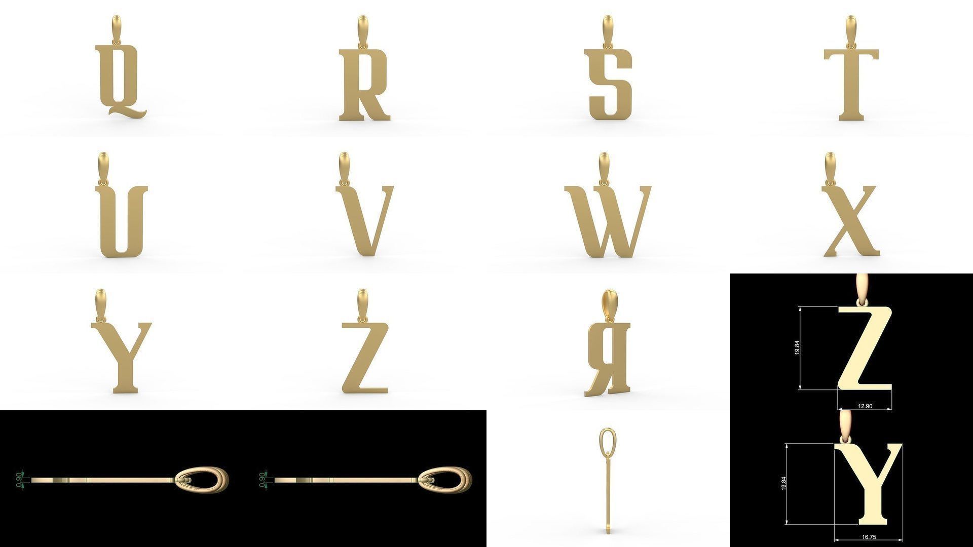 Initial Letters Pendant Alphabets Quickjob 3D Model Collection_1