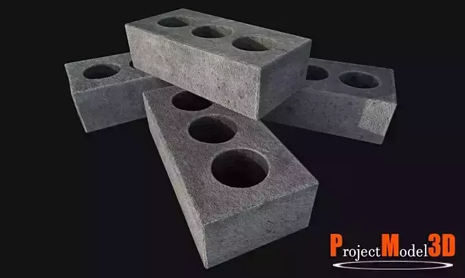 Bricks-Version003 concrete block with three holes