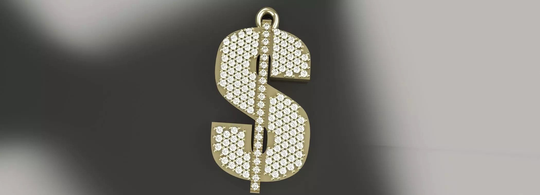 Dollar Sign Gold Diamond Pendant Silver Platinum Luxury Jewelry 3D print model