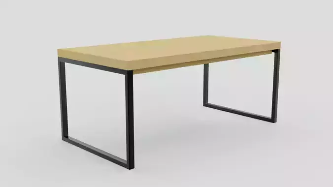 Modern Dining Table With Metal Frame 3D Model V2