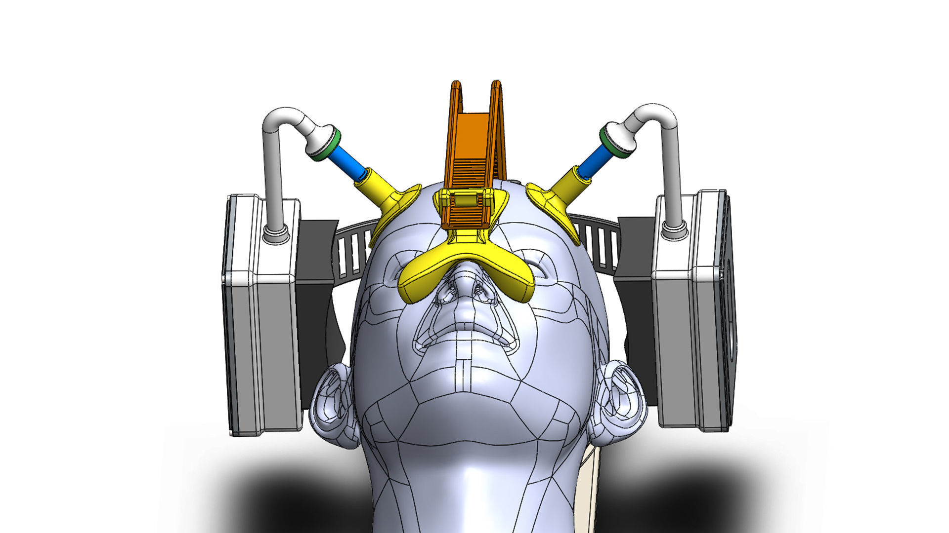 Ultrasound brain-imaging helmet Low-poly 3D model_9