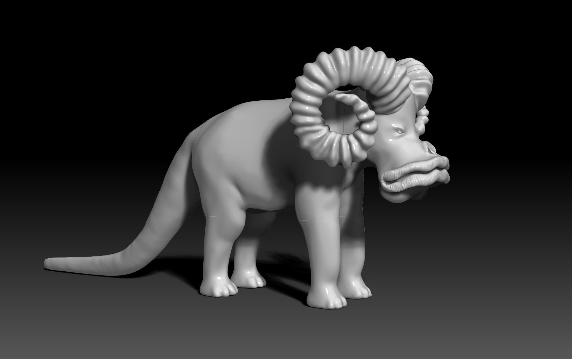 Bantha animal with long hair and horns 3D print model_2