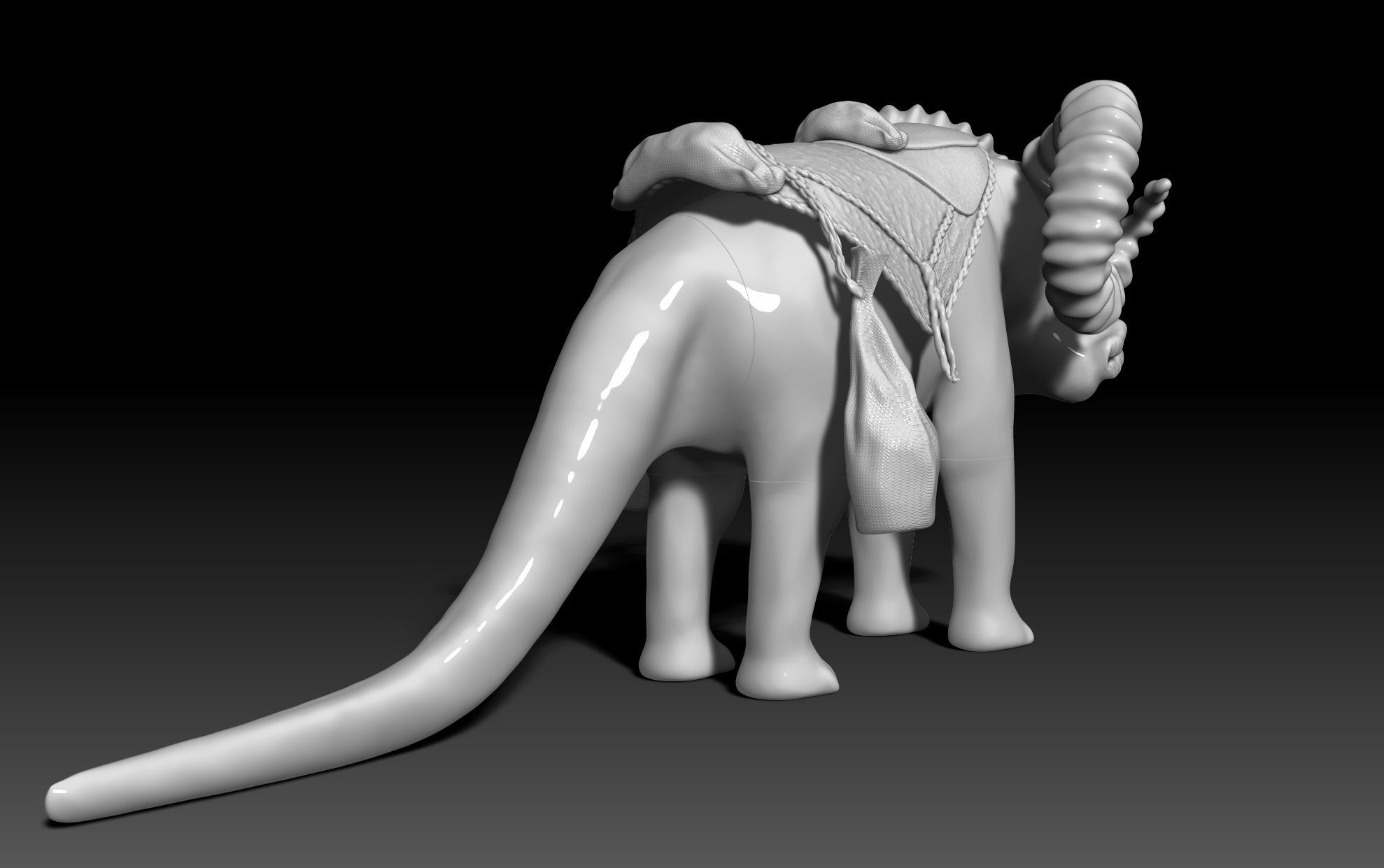 Bantha animal with long hair and horns 3D print model_10