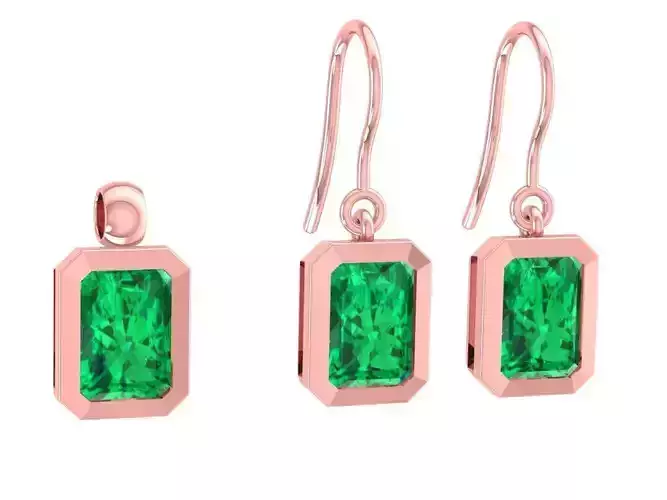 Luxury Emerald Cut Gemstone Dangle Earrings for Women 3041