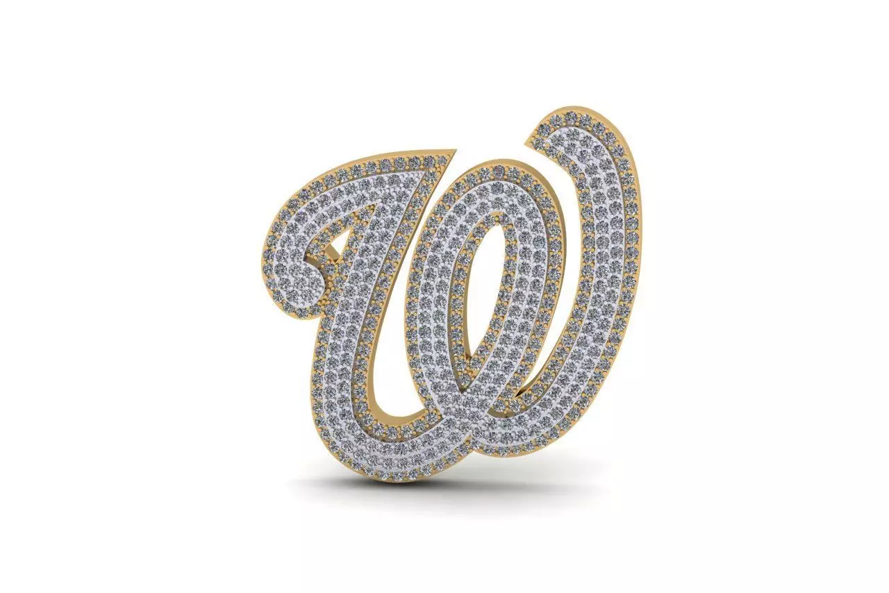 Diamond Pave Bi-Level MBL Washington Nationals Pendant with Bail 3D print model