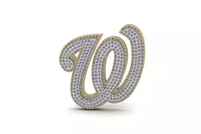 Diamond Pave Bi-Level MBL Washington Nationals Pendant with Bail