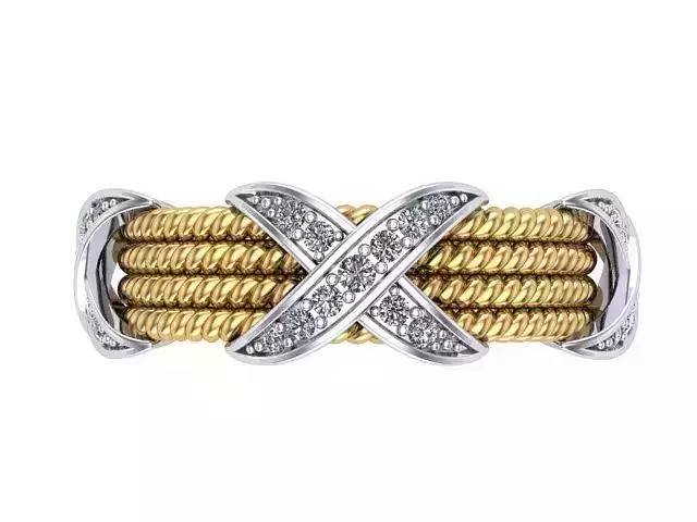 Yellow and Silver Diamond Band 3D print model