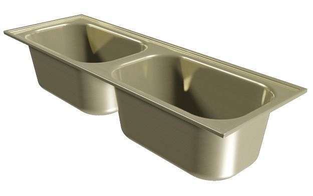 Brass Double Kitchen Sink Low-poly 3D model_2