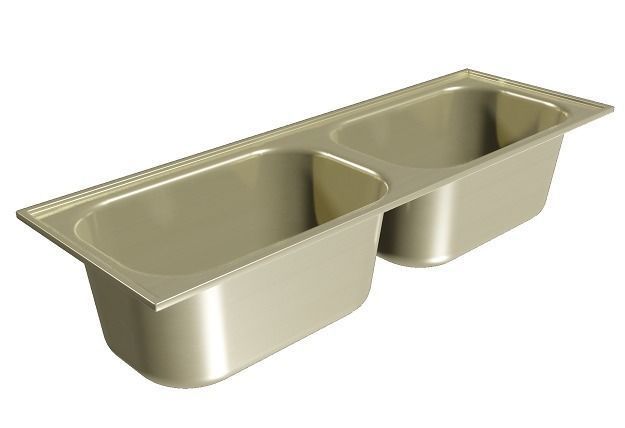 Brass Double Kitchen Sink Low-poly 3D model_1