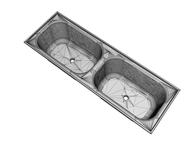 Brass Double Kitchen Sink Low-poly 3D model_4