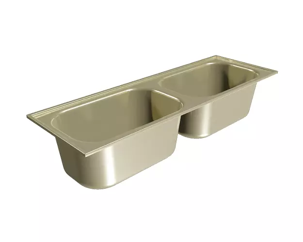 Brass Double Kitchen Sink Low-poly 3D model_0