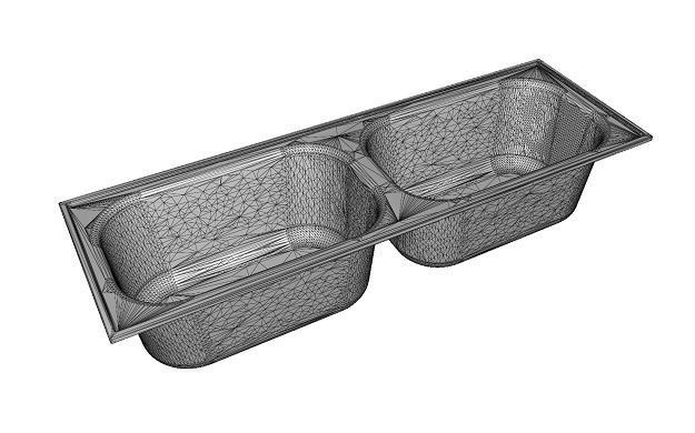 Brass Double Kitchen Sink Low-poly 3D model_3