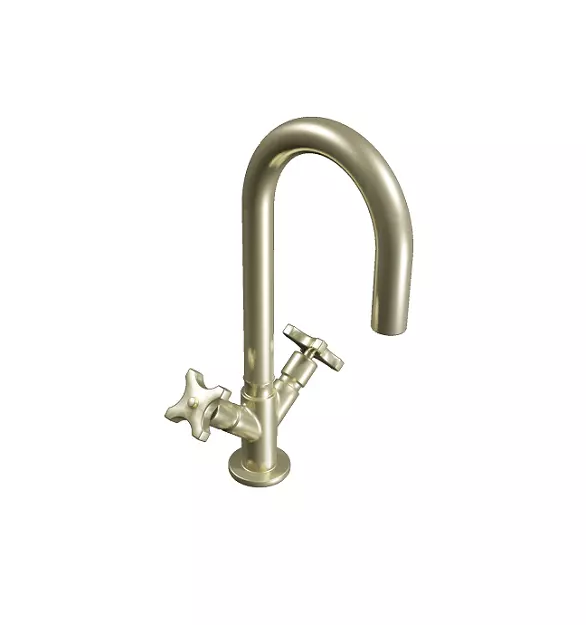 Classic Brass Mixer Faucet Low-poly 3D model_0
