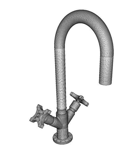 Classic Brass Mixer Faucet Low-poly 3D model_3