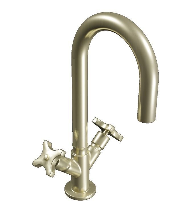 Classic Brass Mixer Faucet Low-poly 3D model_1