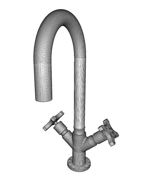 Classic Brass Mixer Faucet Low-poly 3D model_4