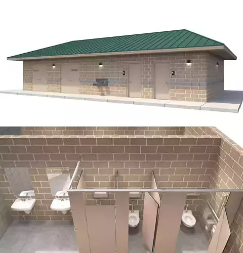 Public Building-005 Restroom with Interior