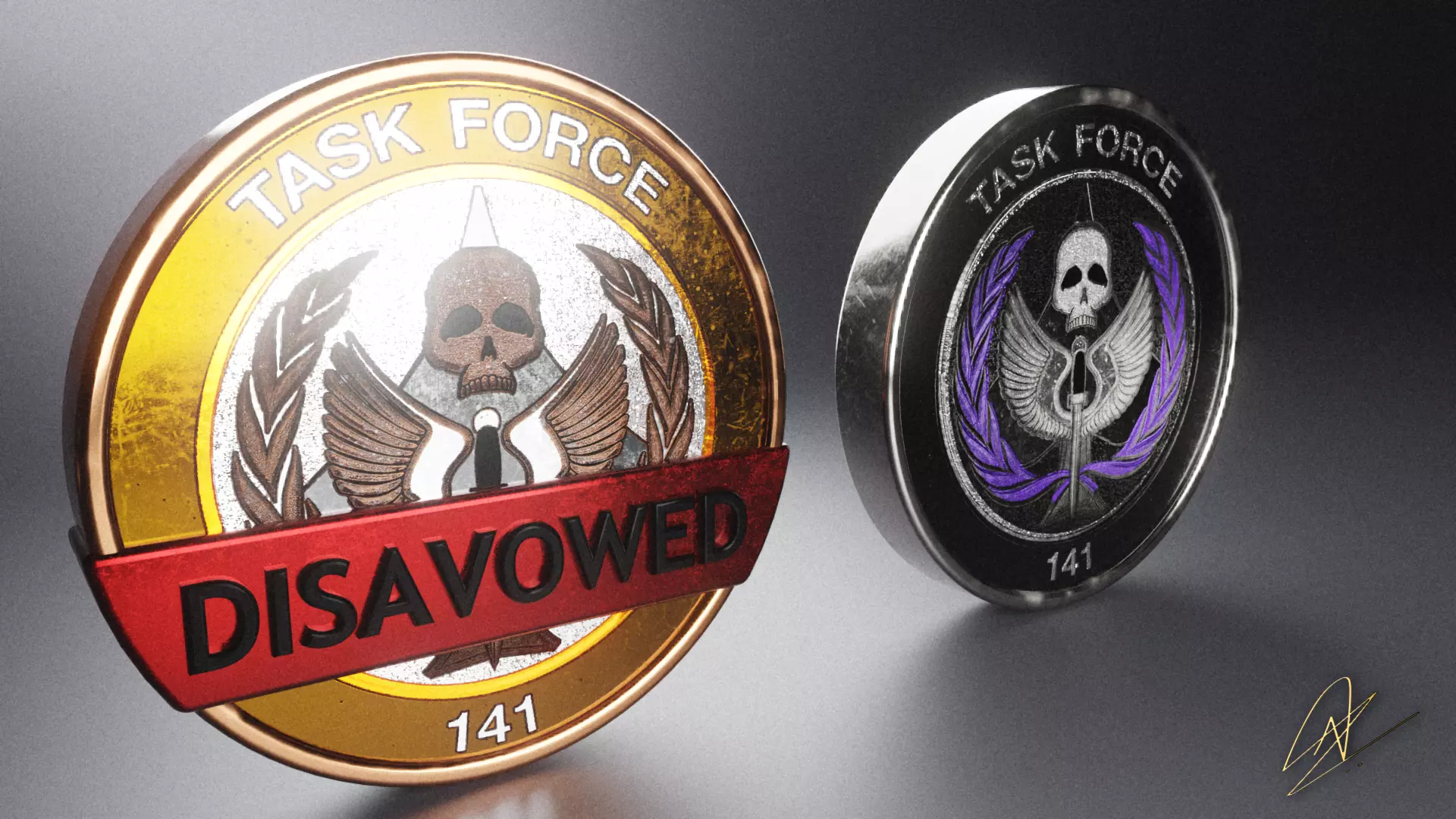 Call of Duty Taskforce 141 3D logo version 2 Low-poly 3D model_0