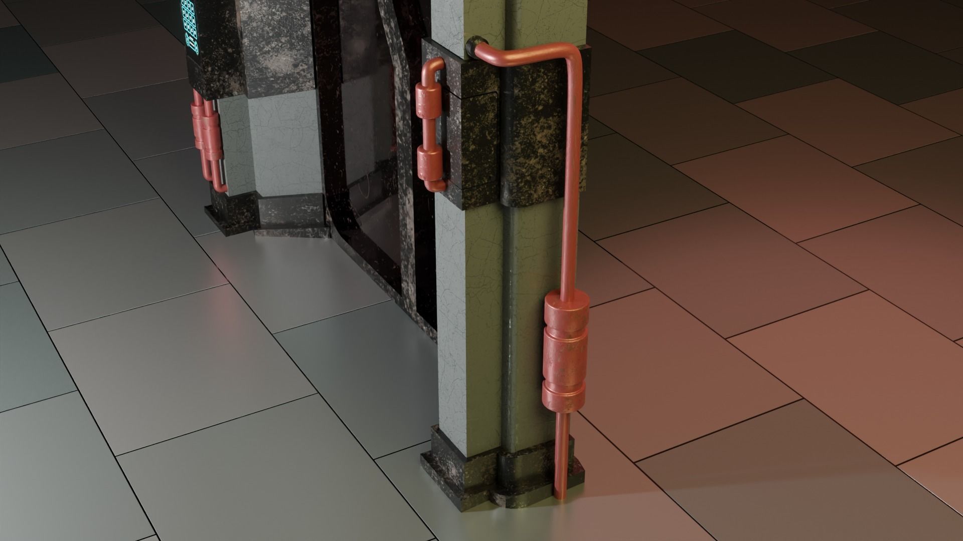 Sci-Fi Rigged Door with Call of Duty Taskforce 141 3D logo Low-poly 3D model_2