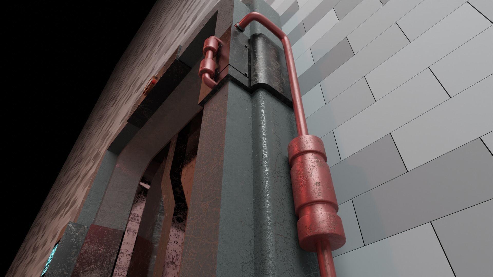 Sci-Fi Rigged Door with Call of Duty Taskforce 141 3D logo Low-poly 3D model_3