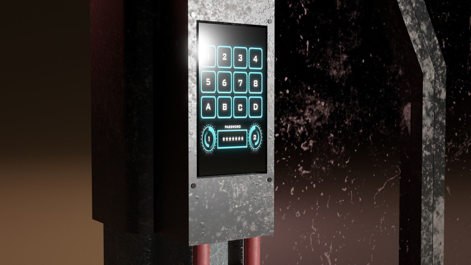 Sci-Fi Rigged Door with Call of Duty Taskforce 141 3D logo Low-poly 3D model_1