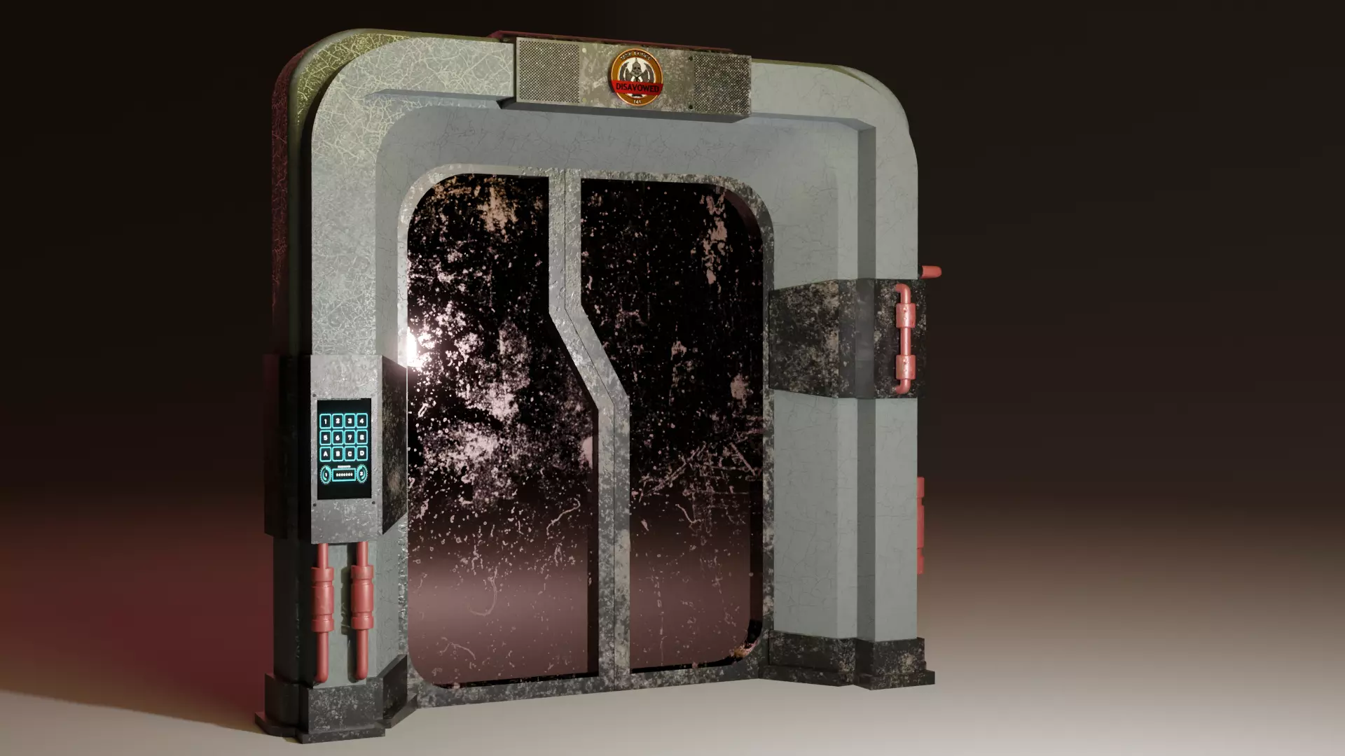 Sci-Fi Rigged Door with Call of Duty Taskforce 141 3D logo Low-poly 3D model_0