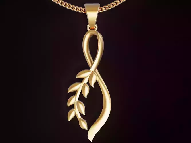 leaves pendant Sculpture jewelry gold silver 3D print model