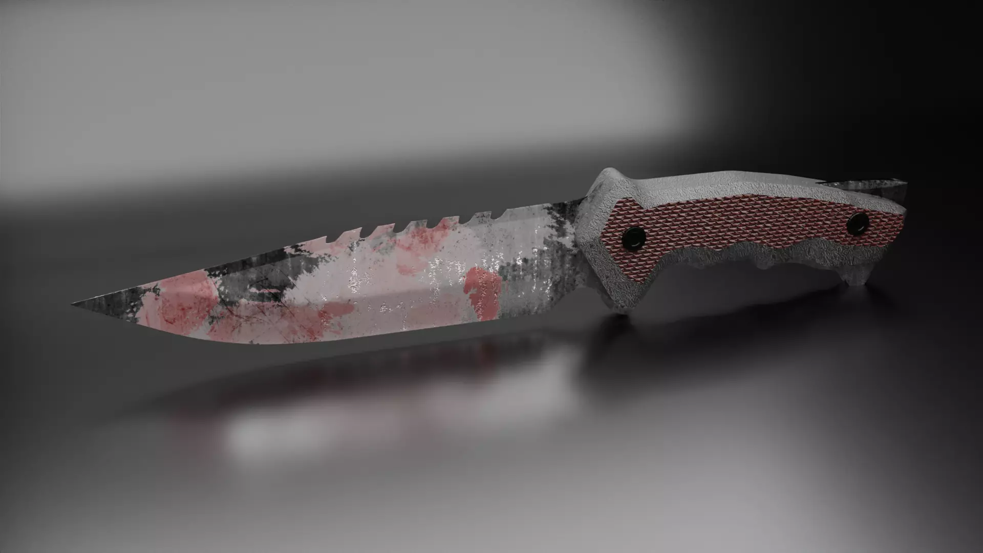 Knife 3D model with blood mark Low-poly 3D model_0
