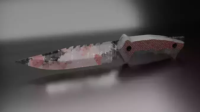 Knife 3D model with blood mark Low-poly 3D model