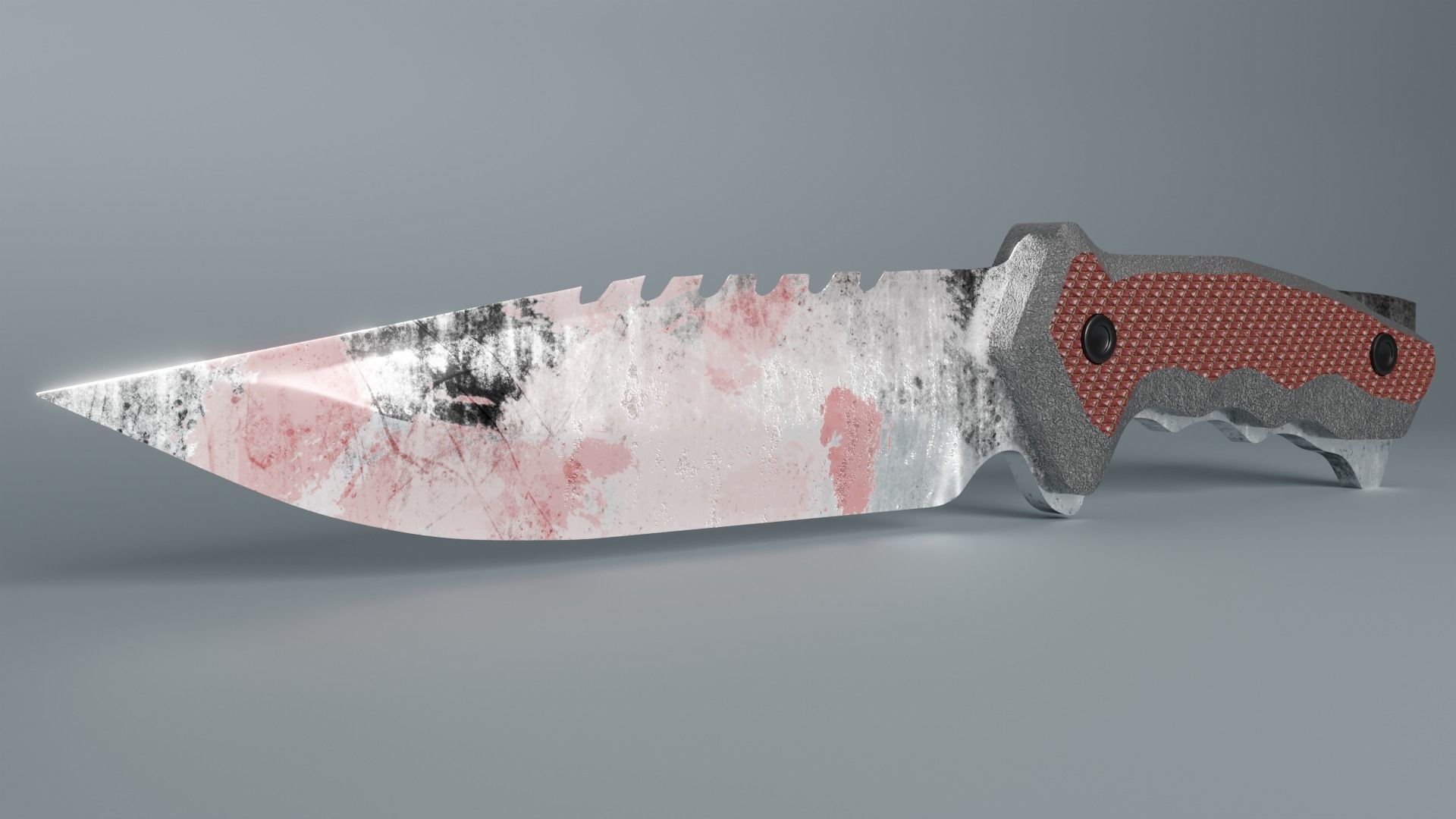 Knife 3D model with blood mark Low-poly 3D model_1