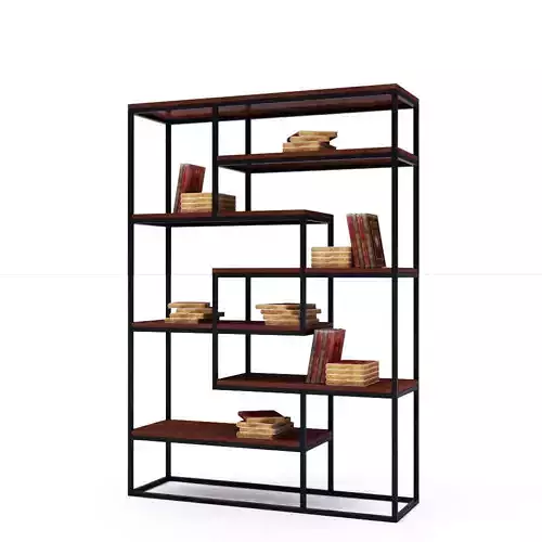 Tall Wide Bookcase Low-poly 3D model