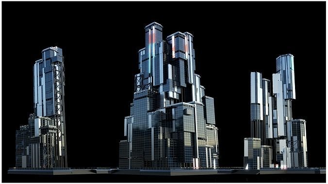 30 Sci Fi Futuristic Modern City Building Pack Kitbash Bundle 6