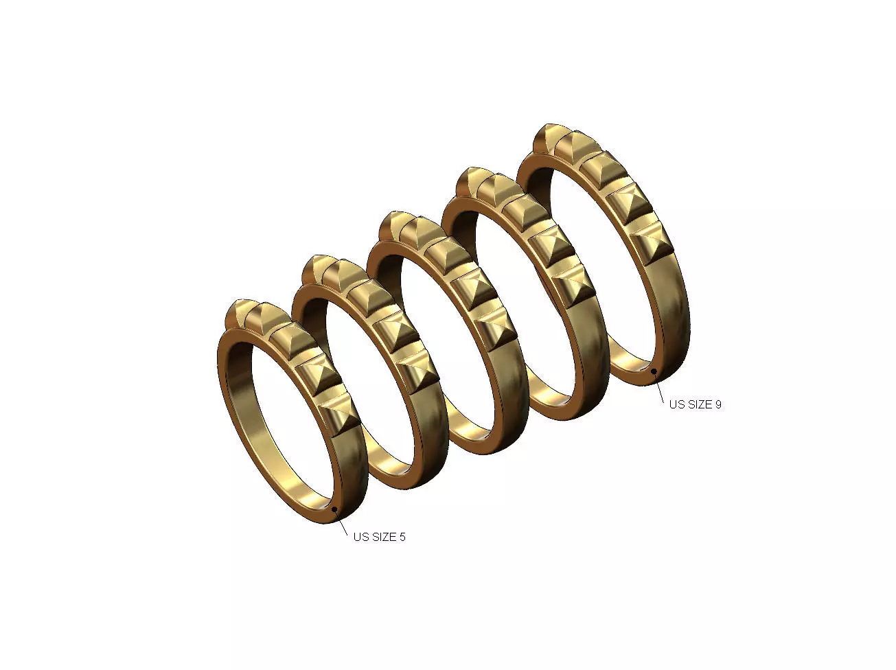 Rounded pyramid studs fashion band US sizes 5to9 3D print model