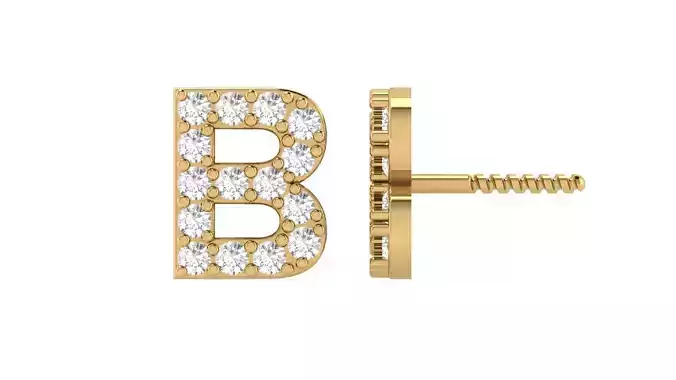 B Letter Alphabets Studs Earrings