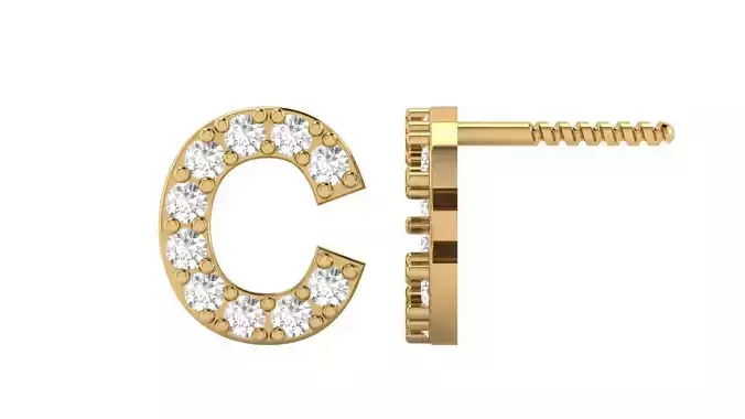 C Letter Alphabets Studs Earrings 