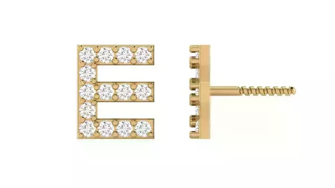 E Letter Alphabets Studs Earrings 
