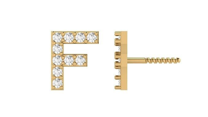 F Letter Alphabets Studs Earrings  3D print model