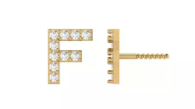 F Letter Alphabets Studs Earrings 