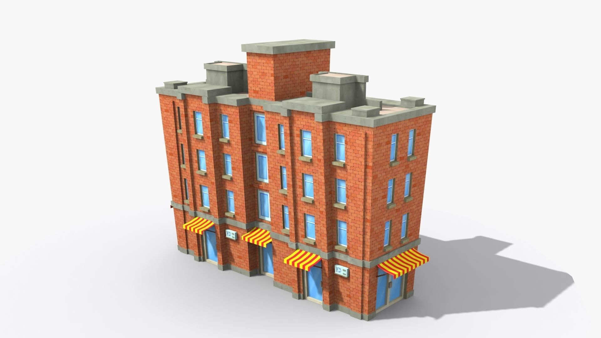 Cartoon Building x26 Low-poly 3D model_4