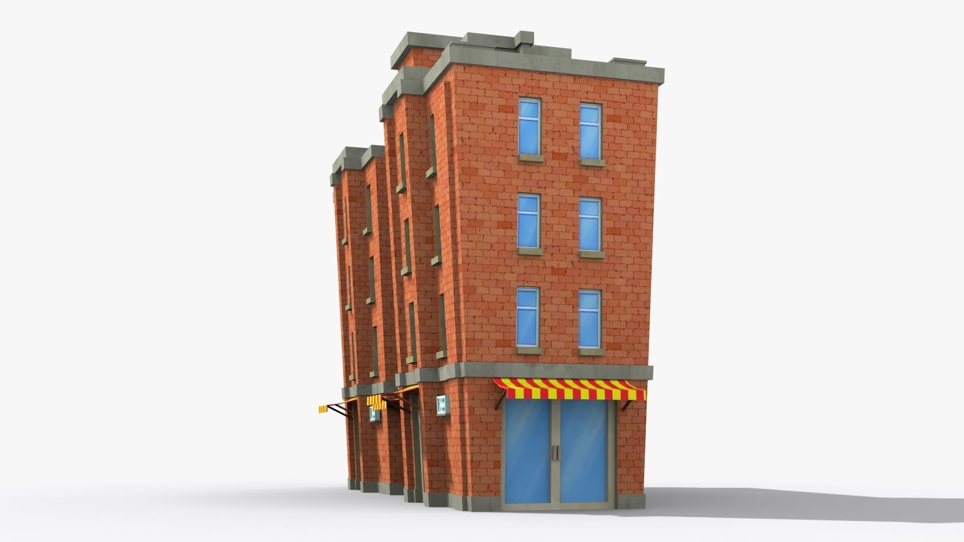 Cartoon Building x26 Low-poly 3D model_3