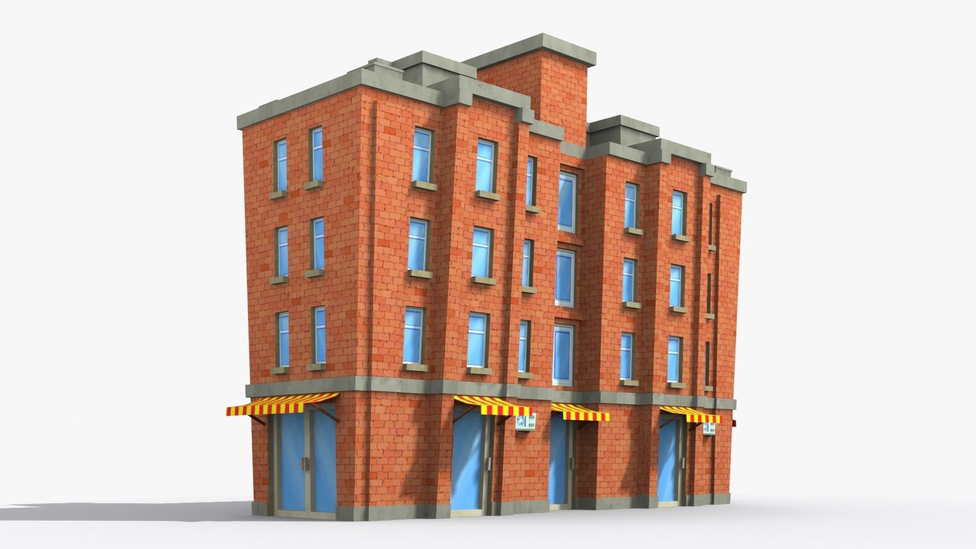 Cartoon Building x26 Low-poly 3D model_2
